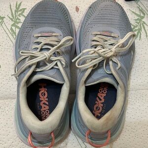 Hoka Gray and Coral Athletic Shoes